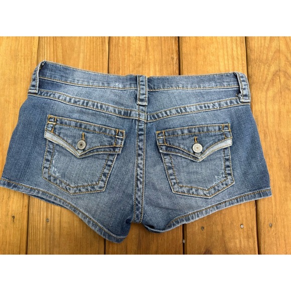 Vintage Y2K London Jeans Denim Low Rise Micro Mini Shorts Size  4 - Picture 4 of 7